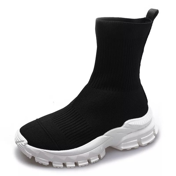 L’intervalle Black High Top Sock Sneaker - Picture 1 of 4